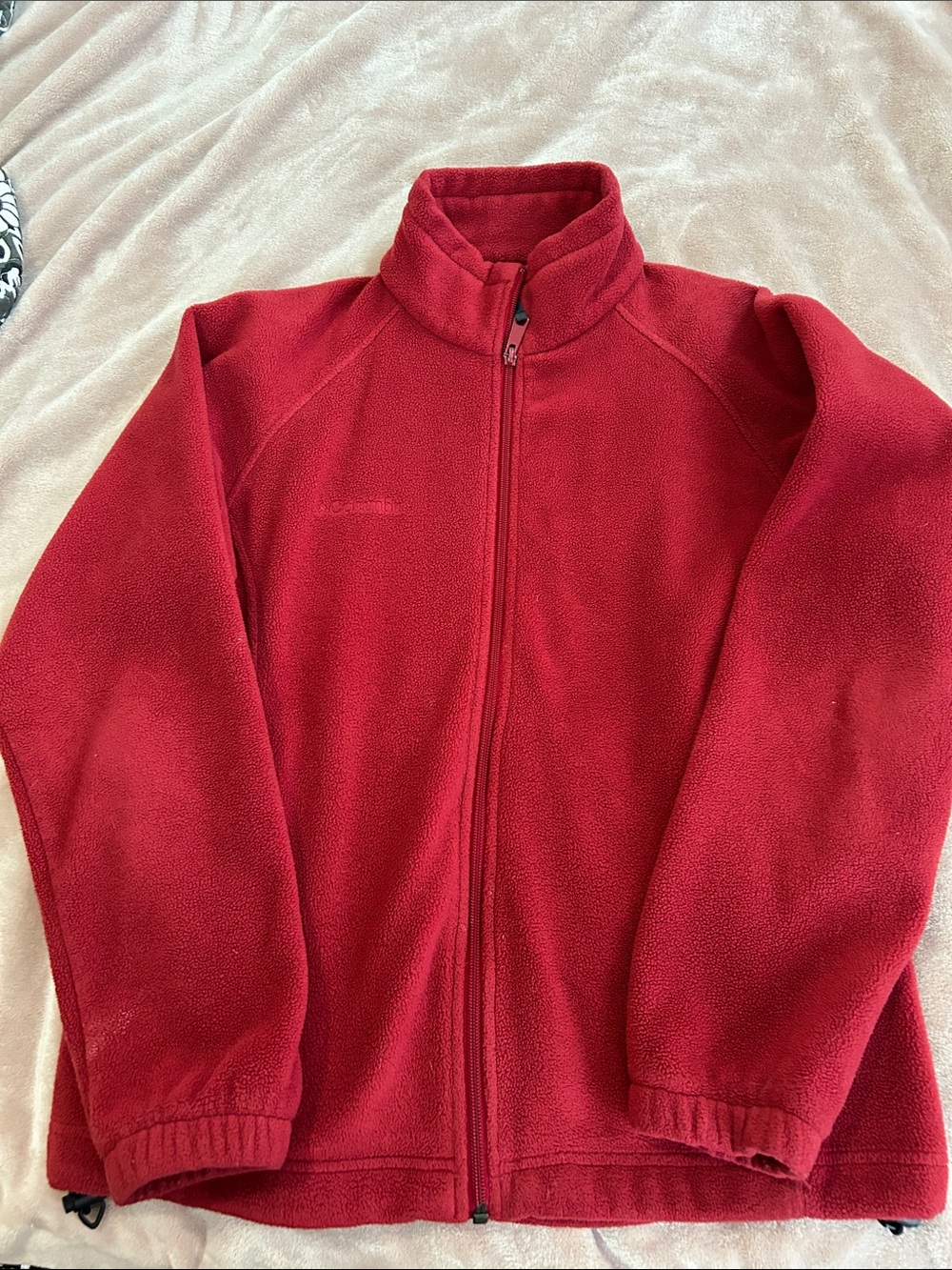 Womens Red Fleece Jacket - Lightweight Full-Zip